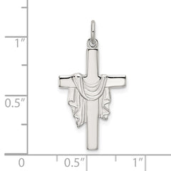 Sterling Silver Polished and Satin Draped Cross Pendant QC9094