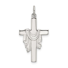 Sterling Silver Polished and Satin Draped Cross Pendant QC9094