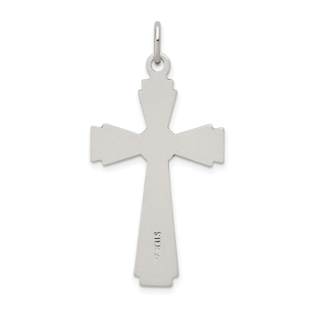 Sterling Silver Satin and D/C INRI Crucifix Pendant QC9098