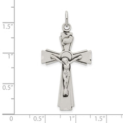Sterling Silver Satin and D/C INRI Crucifix Pendant QC9098