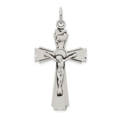 Sterling Silver Satin and D/C INRI Crucifix Pendant QC9098