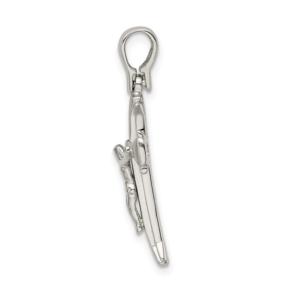 Sterling Silver Rhodium-plated Satin & Polished Crucifix Pendant QC9102