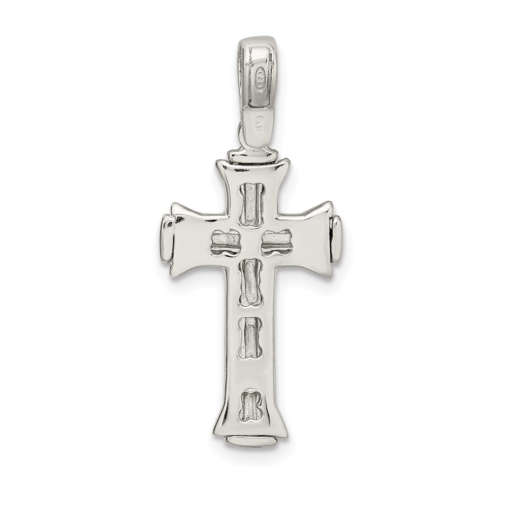Sterling Silver Rhodium-plated Satin & Polished Crucifix Pendant QC9102