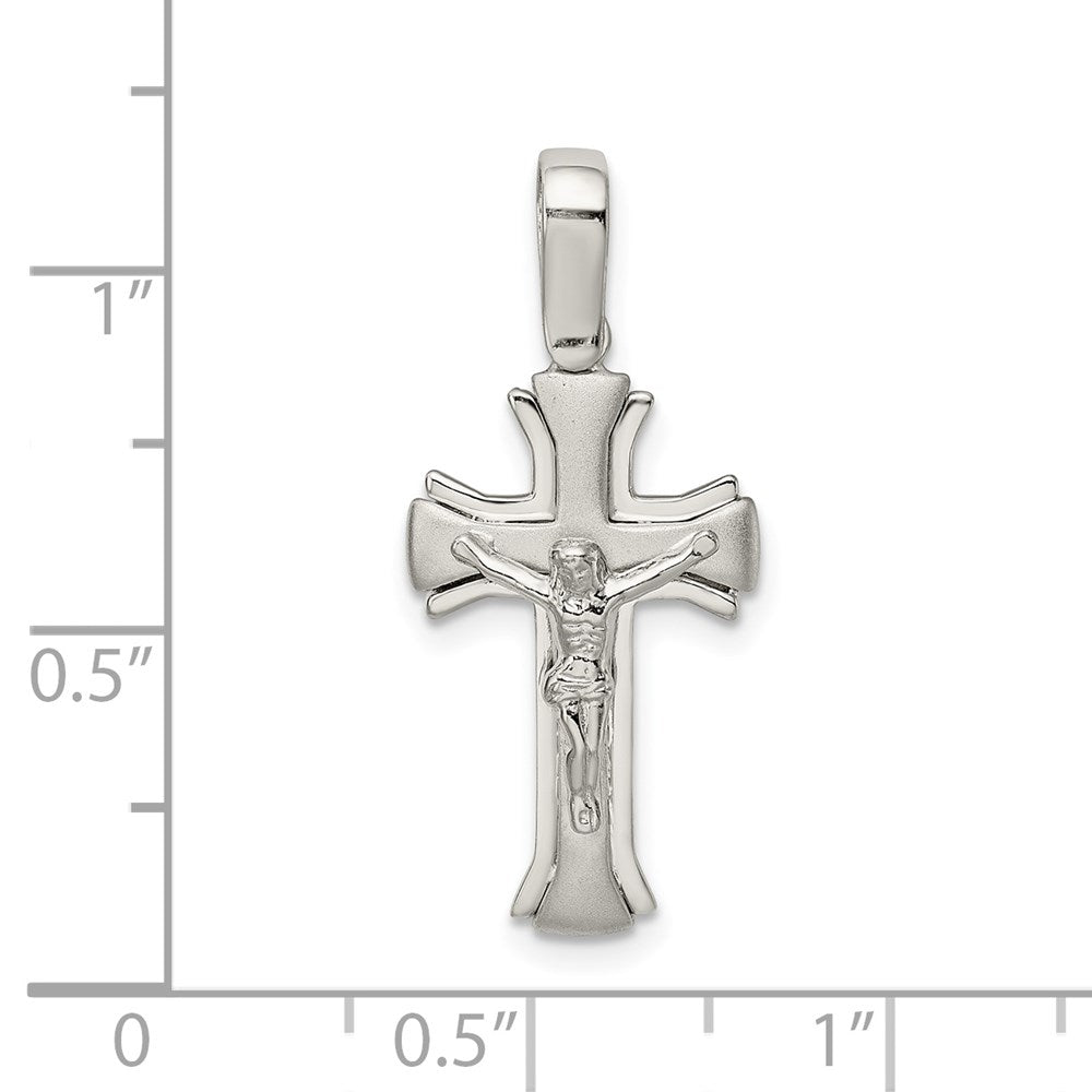 Sterling Silver Rhodium-plated Satin & Polished Crucifix Pendant QC9102