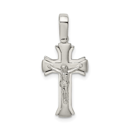 Sterling Silver Rhodium-plated Satin & Polished Crucifix Pendant QC9102