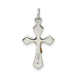 Sterling Silver & Gold-plated Polished Satin & D/C Crucifix Pendant QC9107