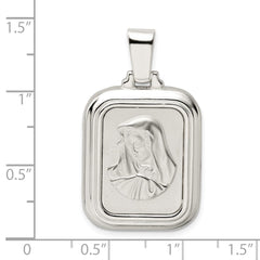 Sterling Silver Satin & Polished Mary w/Hail Mary Prayer Pendant QC9116