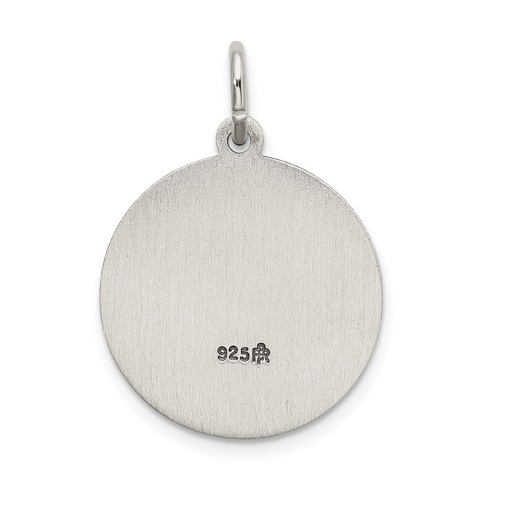 Sterling Silver Satin Antiqued Spanish St. Gabriel Medal Pendant QC9133