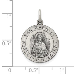 Sterling Silver Satin Antiqued Spanish St. Gabriel Medal Pendant QC9133