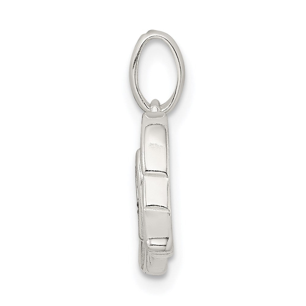 Sterling Silver Polished Enamel Glitter Fabric Heart w/Wings Pendant QC9139