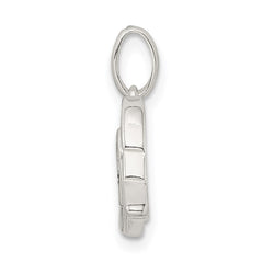 Sterling Silver Polished Enamel Glitter Fabric Heart w/Wings Pendant QC9139