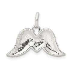 Sterling Silver Polished Enamel Glitter Fabric Heart w/Wings Pendant QC9139