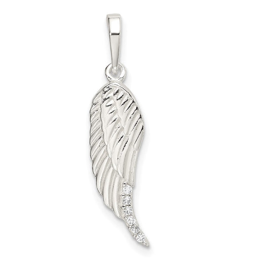 Sterling Silver Polished Wing Pendant QC9140