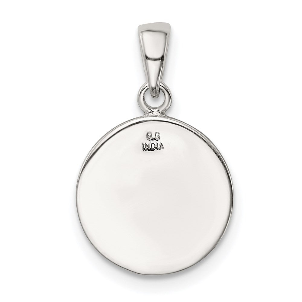 Sterling Silver Glitter Enamel Letter C Initial Circle Pendant QC9180C