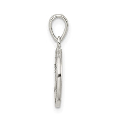 Sterling Silver Glitter Enamel Letter E Initial Circle Pendant QC9180E