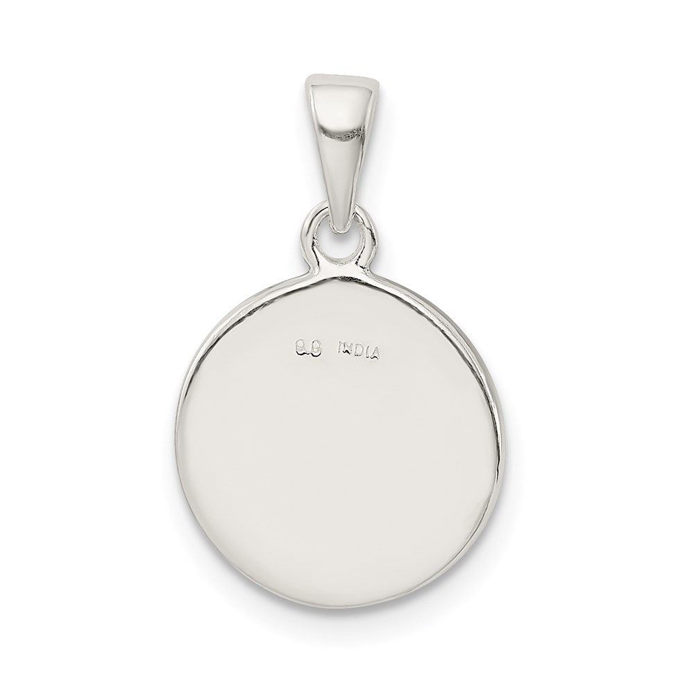 Sterling Silver Glitter Enamel Letter E Initial Circle Pendant QC9180E