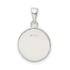 Sterling Silver Glitter Enamel Letter E Initial Circle Pendant QC9180E