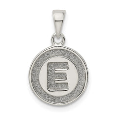 Sterling Silver Glitter Enamel Letter E Initial Circle Pendant QC9180E