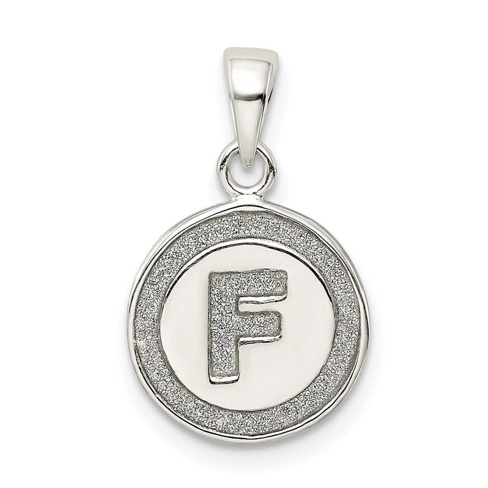 Sterling Silver Glitter Enamel Letter F Initial Circle Pendant QC9180F