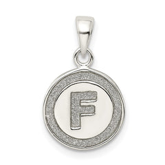 Sterling Silver Glitter Enamel Letter F Initial Circle Pendant QC9180F
