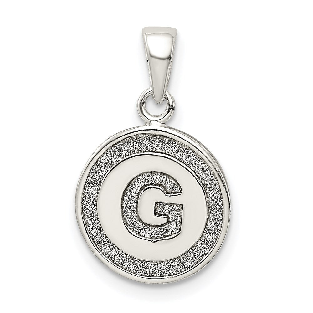 Sterling Silver Glitter Enamel Letter G Initial Circle Pendant QC9180G