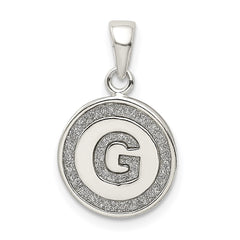 Sterling Silver Glitter Enamel Letter G Initial Circle Pendant QC9180G