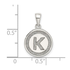 Sterling Silver Glitter Enamel Letter K Initial Circle Pendant QC9180K