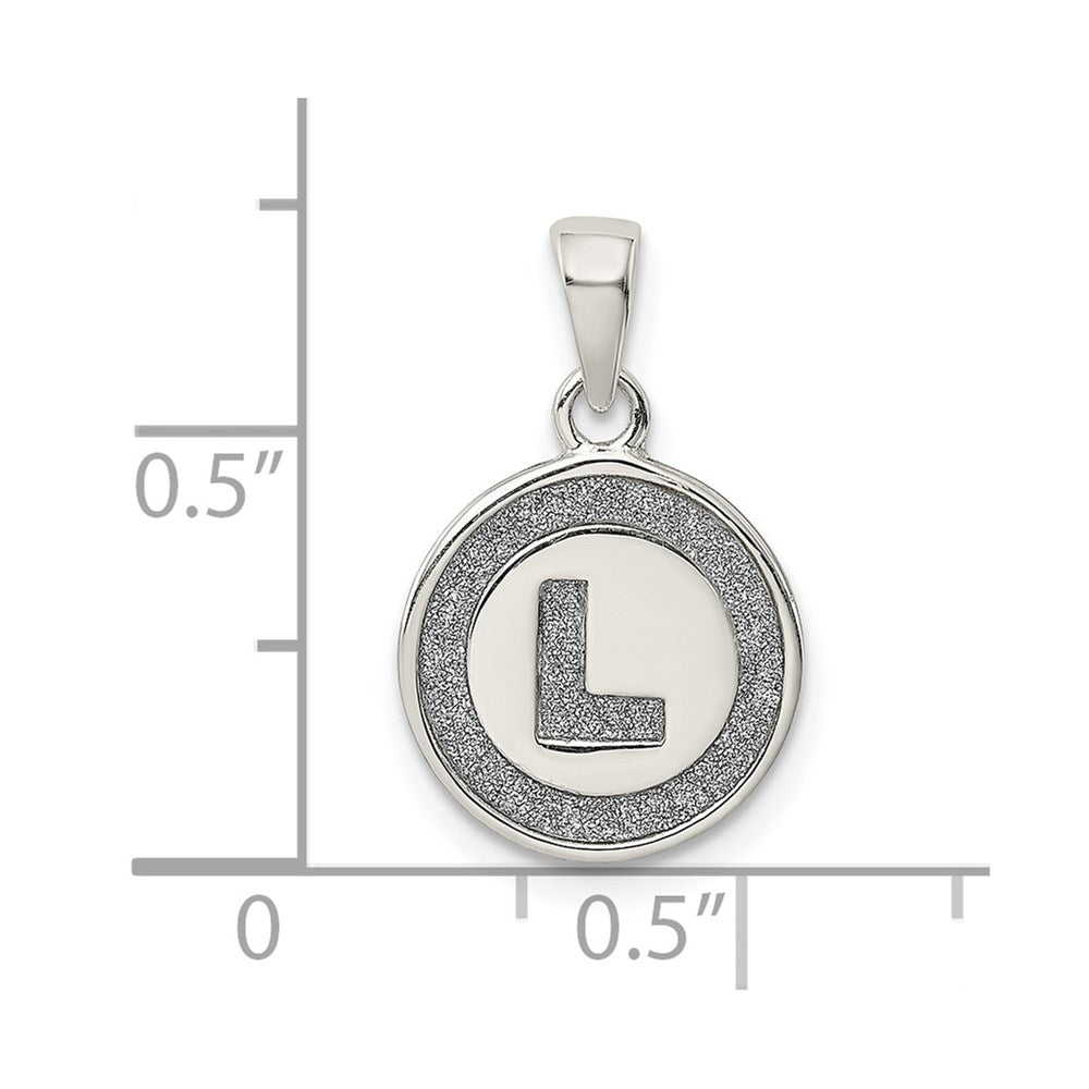 Sterling Silver Glitter Enamel Letter L Initial Circle Pendant QC9180L