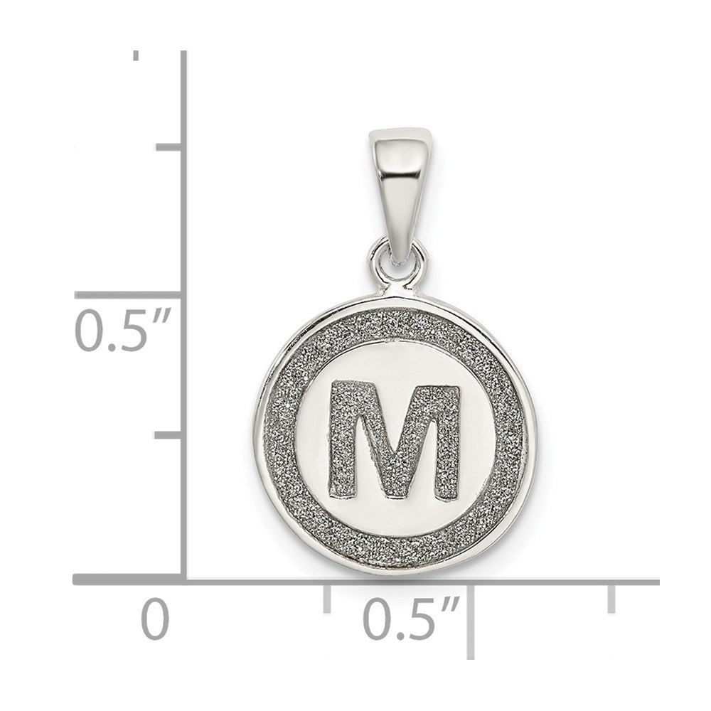 Sterling Silver Glitter Enamel Letter M Initial Circle Pendant QC9180M