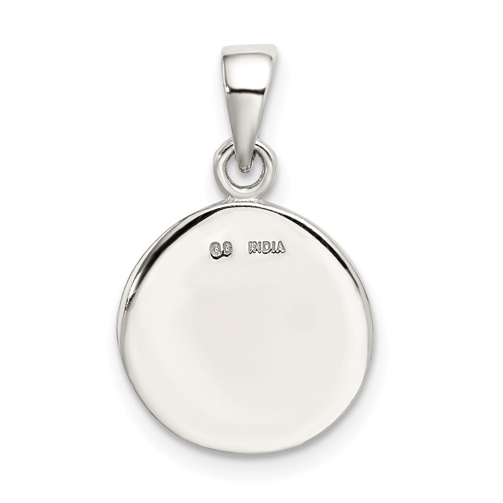 Sterling Silver Glitter Enamel Letter N Inital Circle Pendant QC9180N