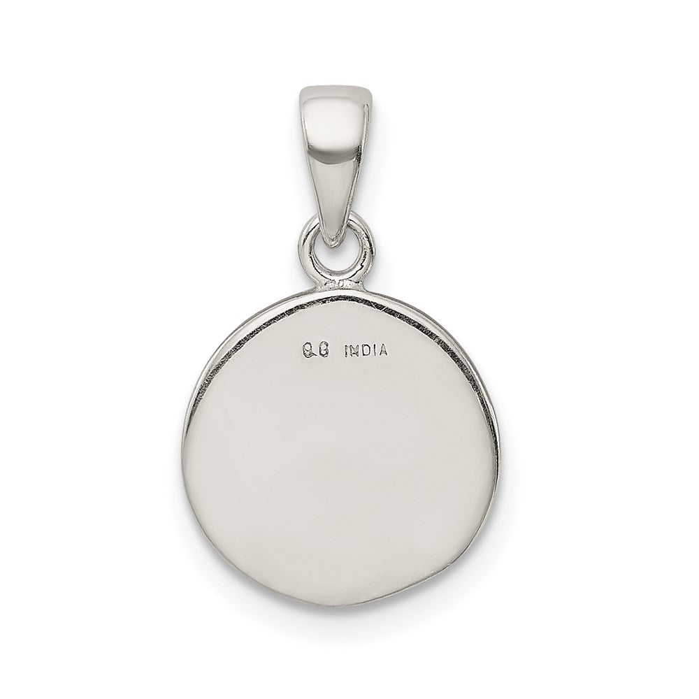 Sterling Silver Glitter Enamel Letter P Initial Circle Pendant QC9180P