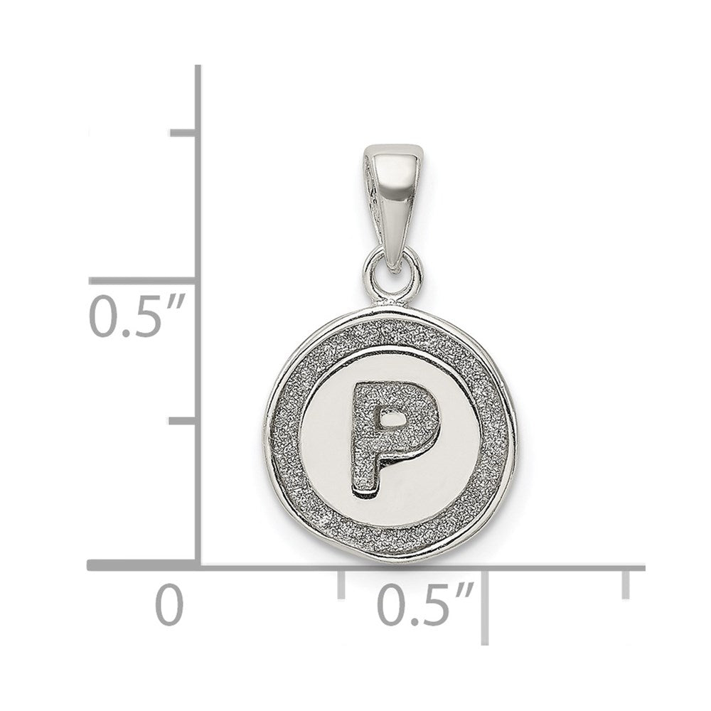 Sterling Silver Glitter Enamel Letter P Initial Circle Pendant QC9180P