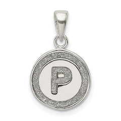 Sterling Silver Glitter Enamel Letter P Initial Circle Pendant QC9180P