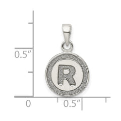 Sterling Silver Glitter Enamel Letter R Initial Circle Pendant QC9180R