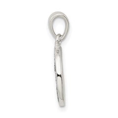 Sterling Silver Glitter Enamel Letter T Initial Circle Pendant QC9180T