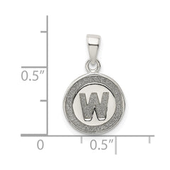 Sterling Silver Glitter Enamel Letter W Initial Circle Pendant QC9180W