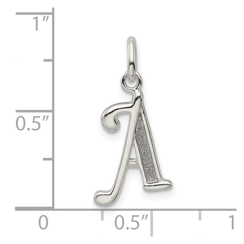 Sterling Silver Polished Glitter Enamel Letter A Initial Charm QC9181A
