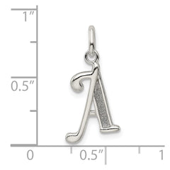Sterling Silver Polished Glitter Enamel Letter A Initial Charm QC9181A