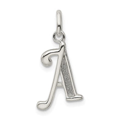 Sterling Silver Polished Glitter Enamel Letter A Initial Charm QC9181A