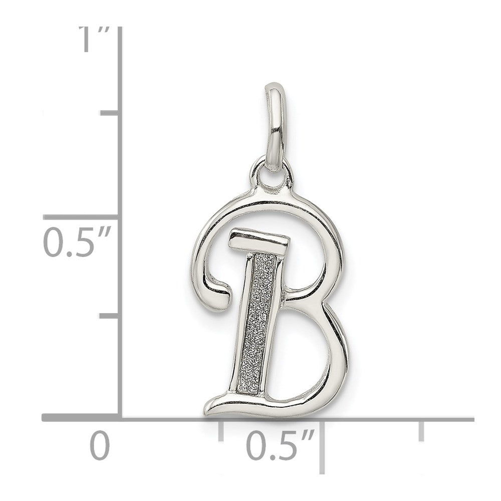 Sterling Silver Polished Glitter Enamel Letter B Initial Charm QC9181B