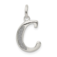 Sterling Silver Polished Glitter Enamel Letter C Iniital Charm QC9181C