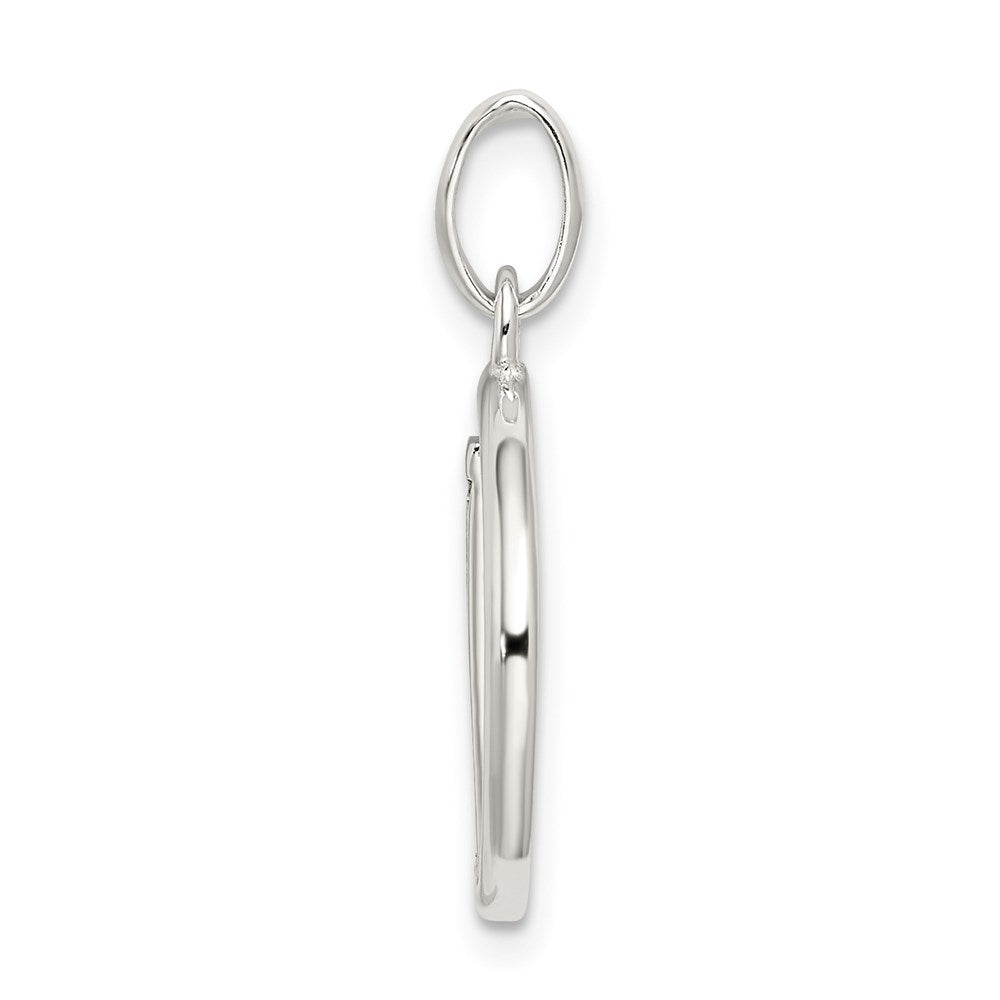 Sterling Silver Polished Glitter Enamel Letter D Initial Charm QC9181D