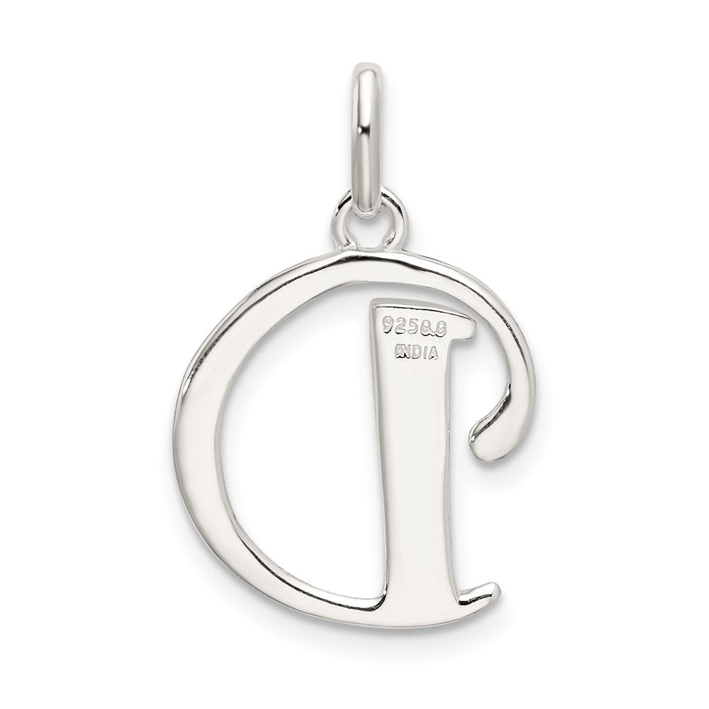 Sterling Silver Polished Glitter Enamel Letter D Initial Charm QC9181D