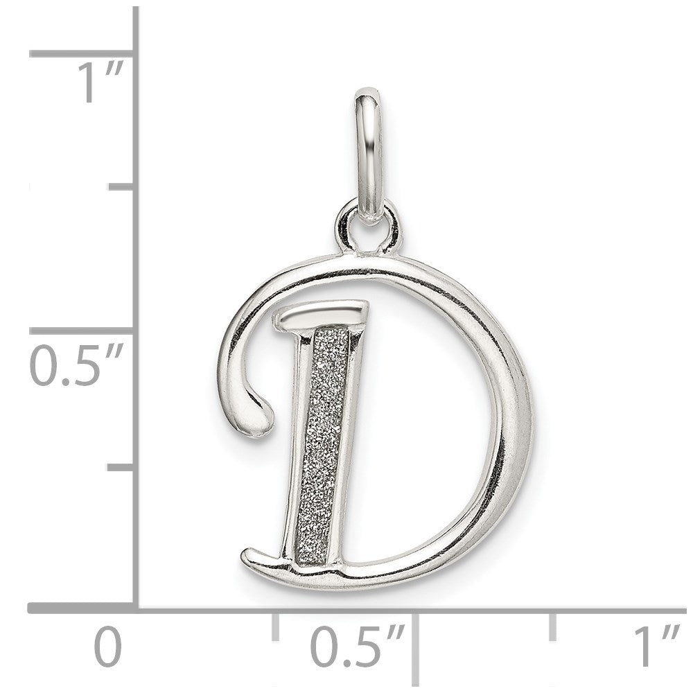 Sterling Silver Polished Glitter Enamel Letter D Initial Charm QC9181D