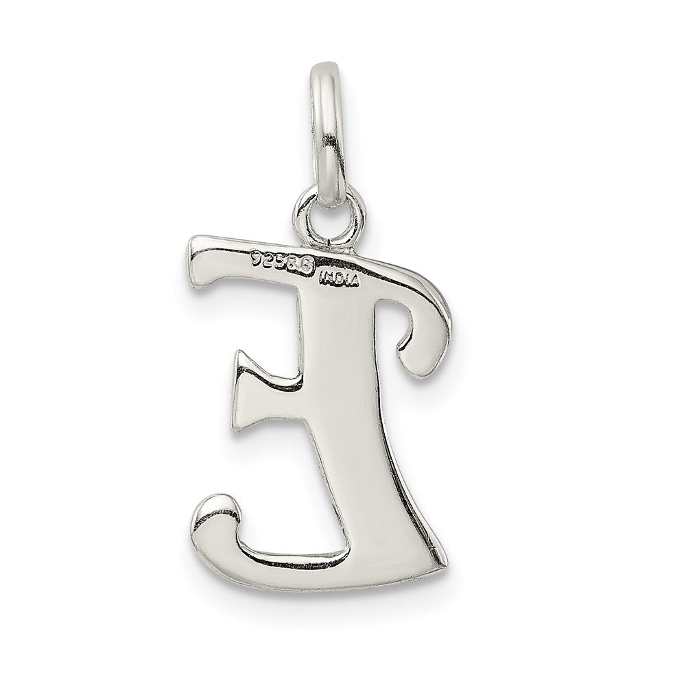 Sterling Silver Polished Glitter Enamel Letter E Initial Charm QC9181E