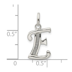 Sterling Silver Polished Glitter Enamel Letter E Initial Charm QC9181E