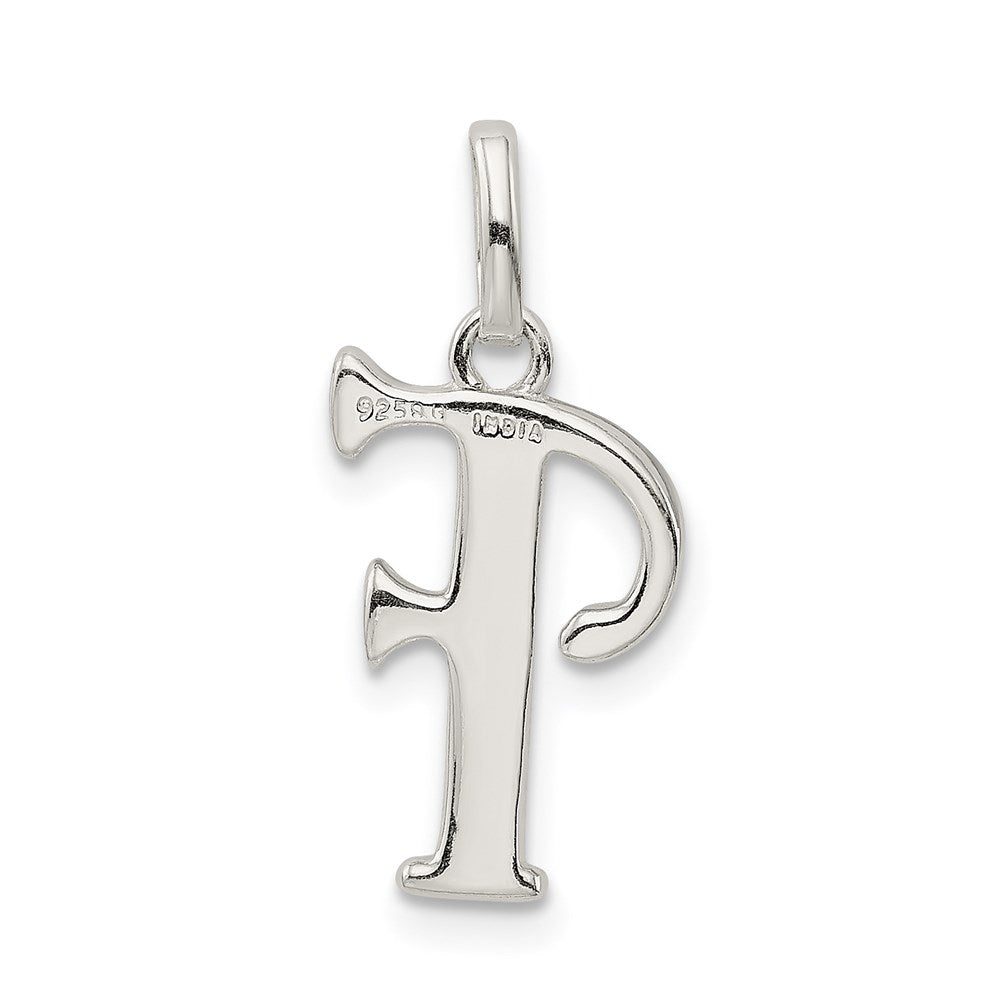 Sterling Silver Polished Glitter Enamel Letter F Initial Charm QC9181F