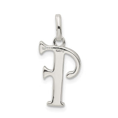 Sterling Silver Polished Glitter Enamel Letter F Initial Charm QC9181F