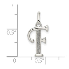 Sterling Silver Polished Glitter Enamel Letter F Initial Charm QC9181F