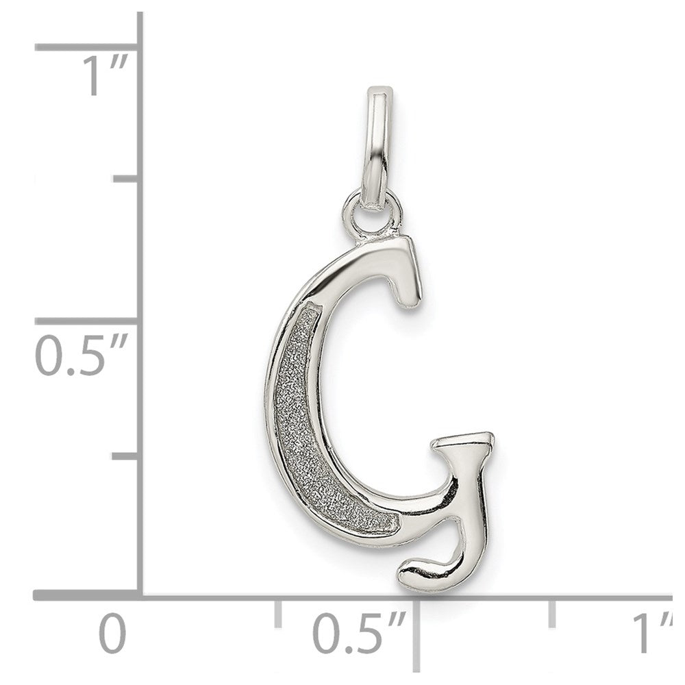 Sterling Silver Polished Glitter Enamel Letter G Initial Charm QC9181G